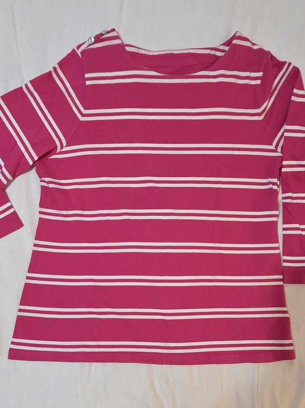 Charter Club Pink and White Striped Boatneck Top